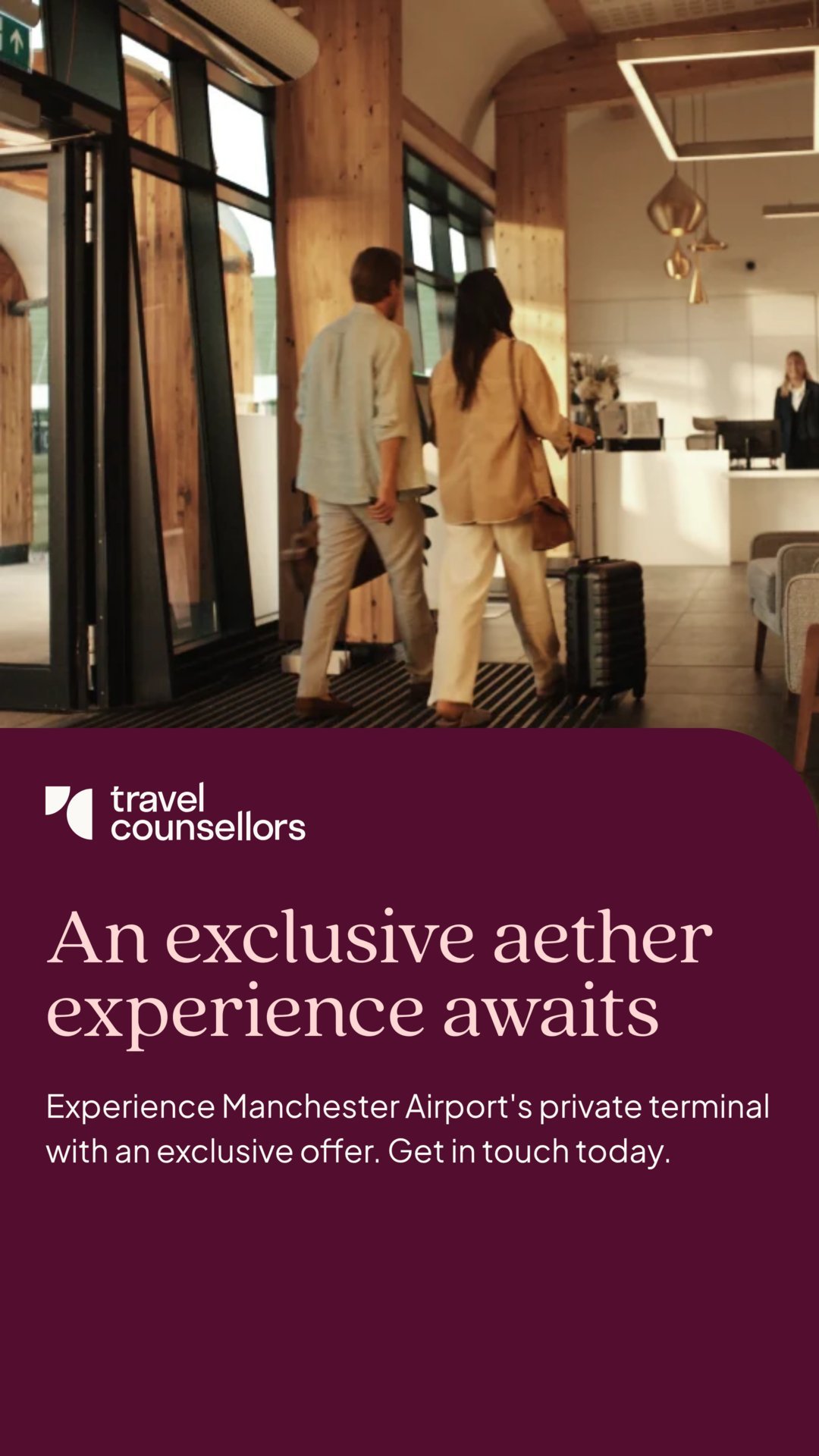 Travel Counsellors exclusive aether Manchester Airport offer