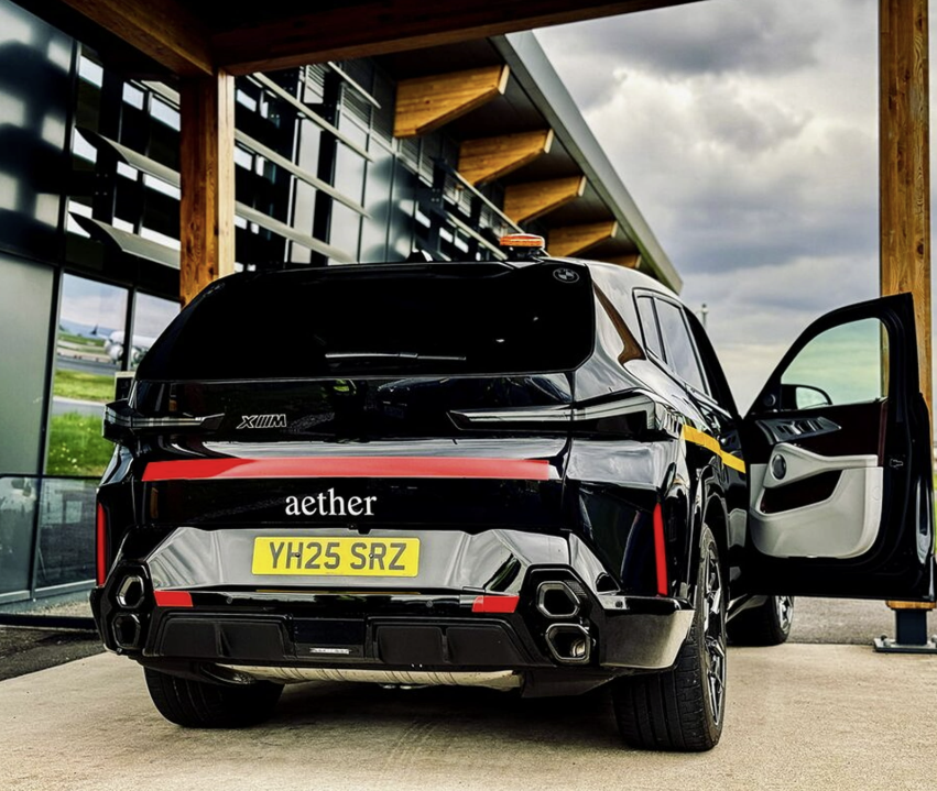Aether chauffeur vehicle at Manchester Airport private terminal